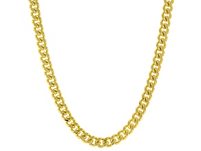 18k Yellow Gold Over Bronze 6mm Curb 22 Inch Chain