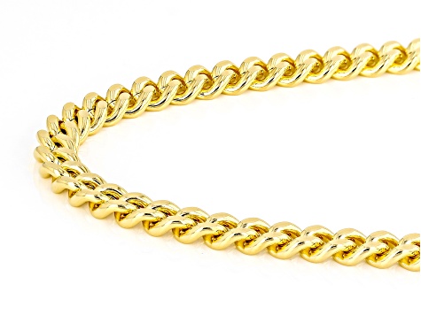 18k Yellow Gold Over Bronze 6mm Curb 22 Inch Chain