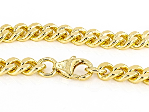 18k Yellow Gold Over Bronze 6mm Curb 22 Inch Chain