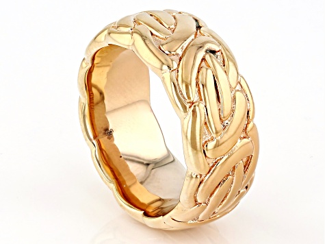 18k Yellow Gold Over Bronze 9mm "Arezzo" Byzantine Band Ring