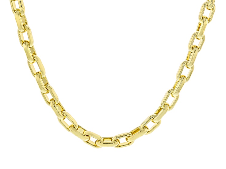 18k Yellow Gold Over Bronze 7mm Beveled Paperclip 20 Inch Chain