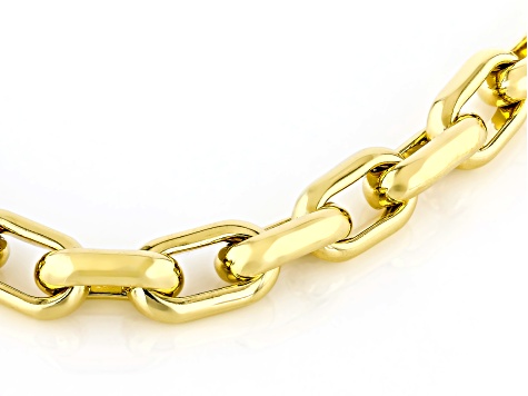 18k Yellow Gold Over Bronze 7mm Beveled Paperclip 20 Inch Chain