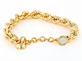 18k Yellow Gold Over Bronze 8mm Rope Link Bracelet With Magnetic Clasp