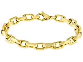 18k Yellow Gold Over Bronze 7mm Beveled Paperclip Link Bracelet