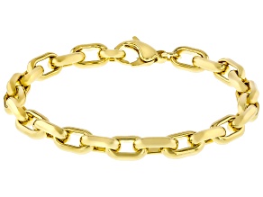 18k Yellow Gold Over Bronze 7mm Beveled Paperclip Link Bracelet