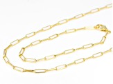 18k Yellow Gold Over Bronze 3.1mm Paperclip Link Bracelet & 20 Inch Chain Set of 2