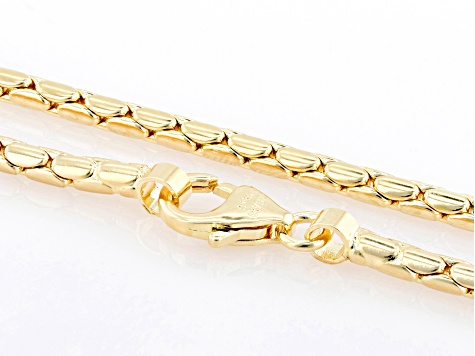 18k Yellow Gold Over Bronze 3mm Cardano 18 Inch Chain