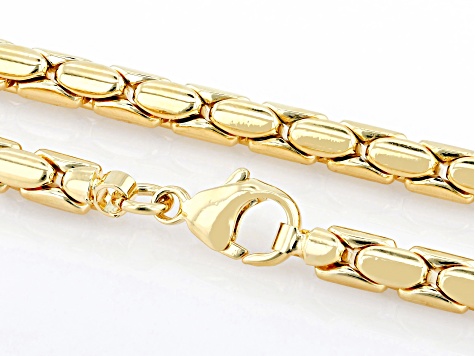 18k Yellow Gold Over Bronze 5.5mm Cardano 24 Inch Chain