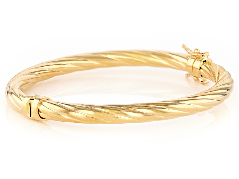 18k Yellow Gold Over Bronze 6mm Twisted Bangle