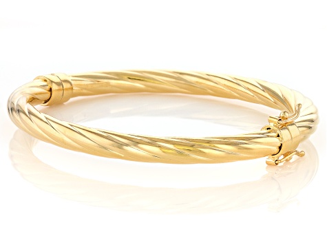 18k Yellow Gold Over Bronze 6mm Twisted Bangle