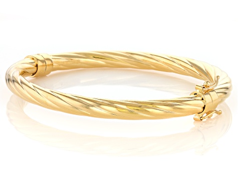 18k Yellow Gold Over Bronze 6mm Twisted Bangle - MA615 | JTV