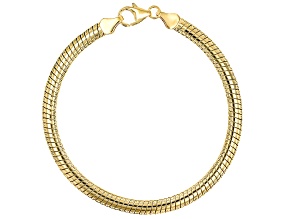 18k Yellow Gold Over Bronze 5.1mm Diamond-Cut Edge Omega Link Bracelet