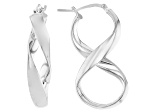 White Platinum Over Bronze Infinity Hoop Earrings