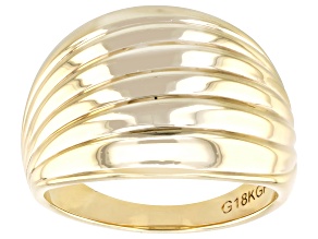 18k Yellow Gold Over Bronze Graduated Textured Dome Ring