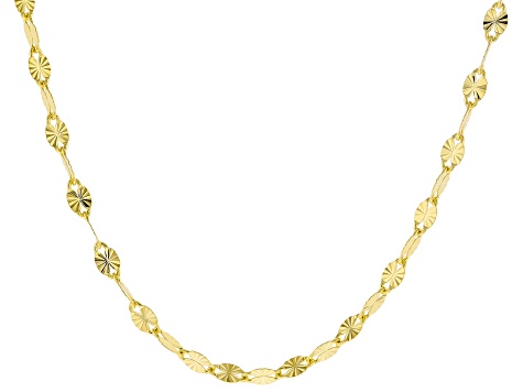 18k Yellow Gold Over Bronze 3.5mm Sunburst Mirror Link 18 Inch Chain