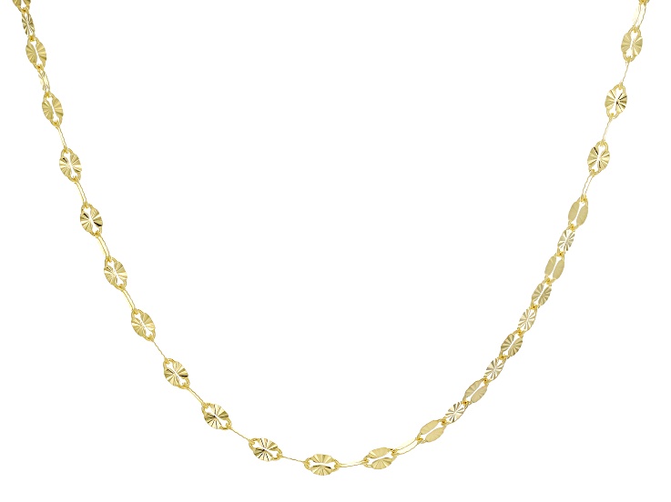 18k Yellow Gold Over Bronze 3.5mm Sunburst Mirror Link 22 Inch Chain