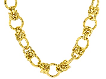 18k Yellow Gold Over Sterling Silver Two-Tone 4mm "Ghiaccio" Diamond-Cut Bead 20 Inch Chain