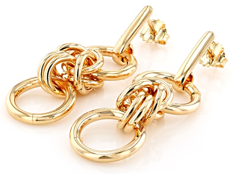18k Yellow Gold Over Bronze Byzantine Dangle Earrings