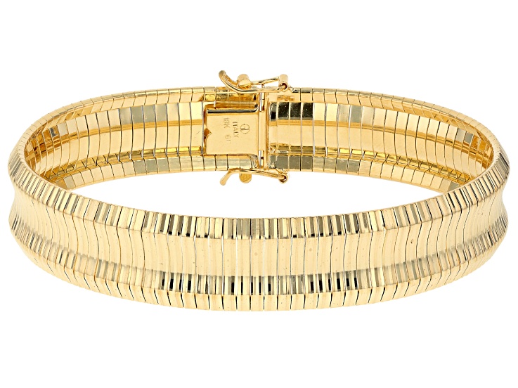 18k Yellow Gold Over Bronze 14mm Omega Flex Bracelet - MA642