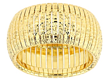 Picture of 18k Yellow Gold Over Bronze 10mm Textured Omega Design Band Ring