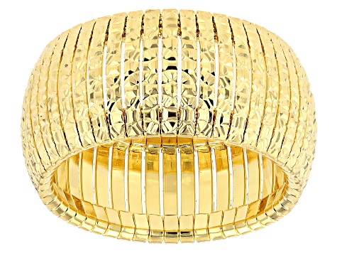 18k Yellow Gold Over Bronze 10mm Textured Omega Design Band Ring