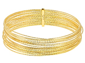 18k Yellow Gold Over Bronze Diamond-Cut Multi-Row Bangle Bracelet