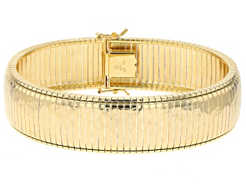 Picture of 18k Yellow Gold Over Bronze 18mm Textured Omega Design Bracelet