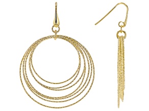 18k Yellow Gold Over Bronze Multi-Circle Dangle Earrings