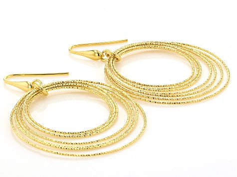 18k Yellow Gold Over Bronze Multi-Circle Dangle Earrings
