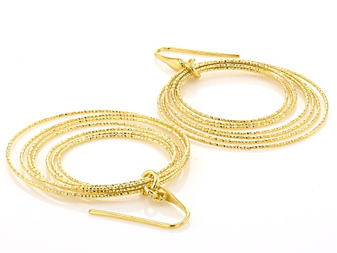 18k Yellow Gold Over Bronze Multi-Circle Dangle Earrings
