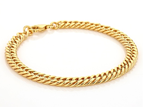 18k Yellow Gold Over Bronze 6mm Curb 20 Inch Chain and 7.5 Inch Bracelet Set of 2