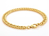 18k Yellow Gold Over Bronze 6mm Curb 20 Inch Chain and 7.5 Inch Bracelet Set of 2