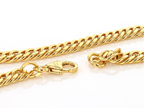 18k Yellow Gold Over Bronze 6mm Curb 20 Inch Chain and 7.5 Inch Bracelet Set of 2