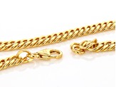 18k Yellow Gold Over Bronze 6mm Curb 20 Inch Chain and 7.5 Inch Bracelet Set of 2