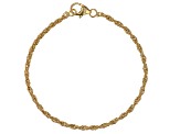 18k Yellow Gold Over Bronze Box, Rope, & Cable Link Bracelet Set of 3