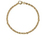 18k Yellow Gold Over Bronze Box, Rope, & Cable Link Bracelet Set of 3