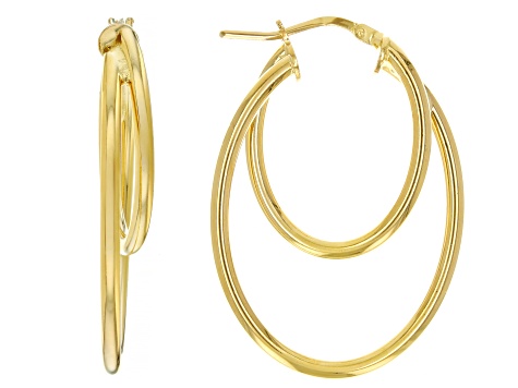 18k Yellow Gold Over Bronze Double Oval Hoop Earrings