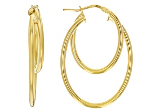 18k Yellow Gold Over Bronze Double Oval Hoop Earrings