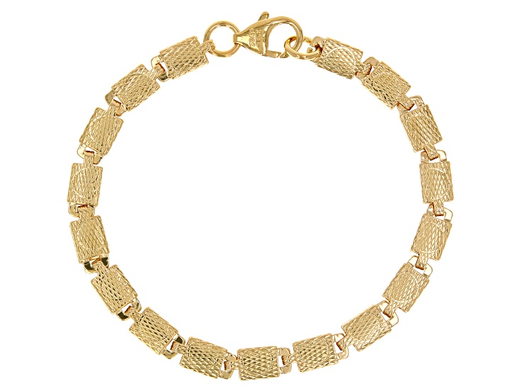 18k Yellow Gold Over Bronze Etched Heart Bracelet - MA655 | JTV