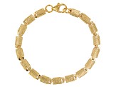 18k Yellow Gold Over Bronze Etched Heart Bracelet