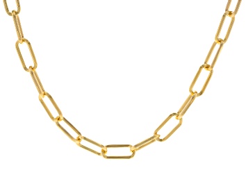 Picture of 18k Yellow Gold Over Bronze Textured Paperclip 20 Inch Chain