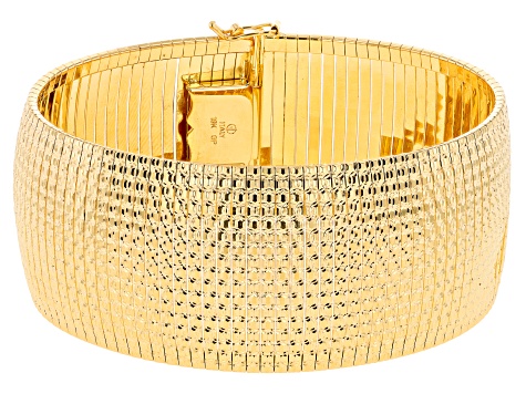 18k Yellow Gold Over Bronze Diamond-Cut Omega Link Bracelet