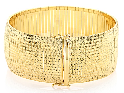 18k Yellow Gold Over Bronze Diamond-Cut Omega Link Bracelet