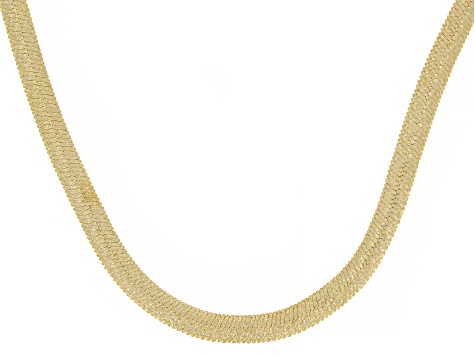 18k Yellow Gold Over Bronze Textured Herringbone 20 Inch Chain