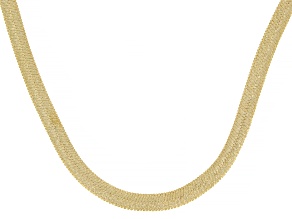 18k Yellow Gold Over Bronze Textured Herringbone 20 Inch Chain