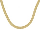 18k Yellow Gold Over Bronze Textured Herringbone 20 Inch Chain