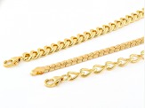 18k Yellow Gold Over Bronze Curb Link Bracelet Set of 3