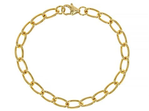 18k Yellow Gold Over Bronze Curb Link Bracelet Set of 3