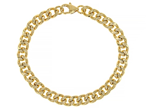 18k Yellow Gold Over Bronze Curb Link Bracelet Set of 3