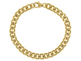 18k Yellow Gold Over Bronze Curb Link Bracelet Set of 3